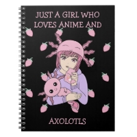 Kawaii Cute Axolotl Strawberry Milk Anime Notebook